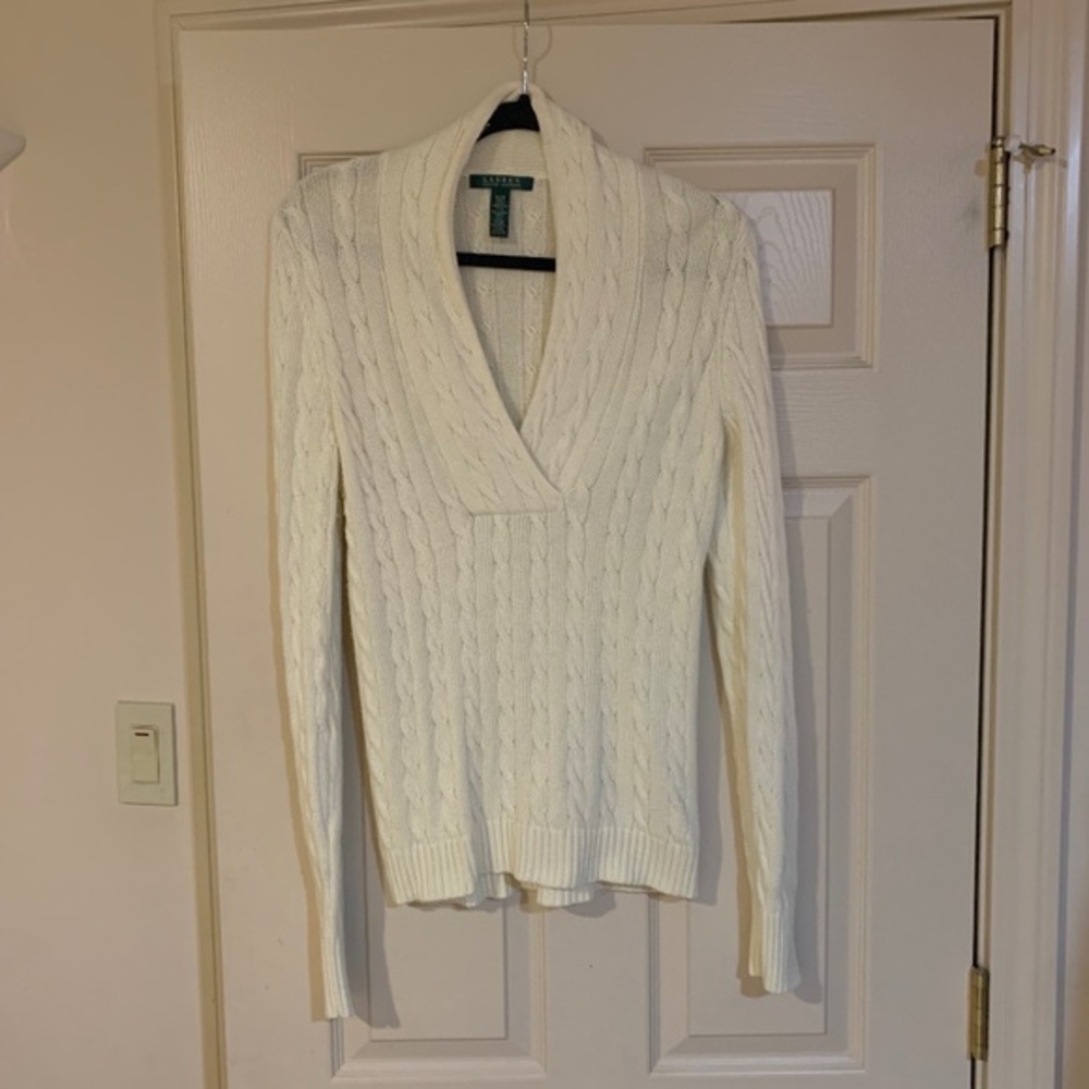 Lauren Ralph Lauren Cream Cable Sweater sz M